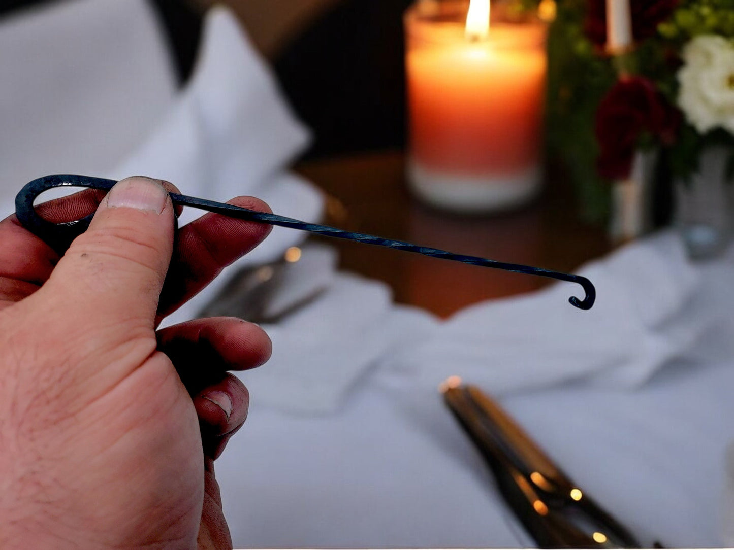 Candle Wick Dipper - Smokeless Candle snuffer - Hand Forged