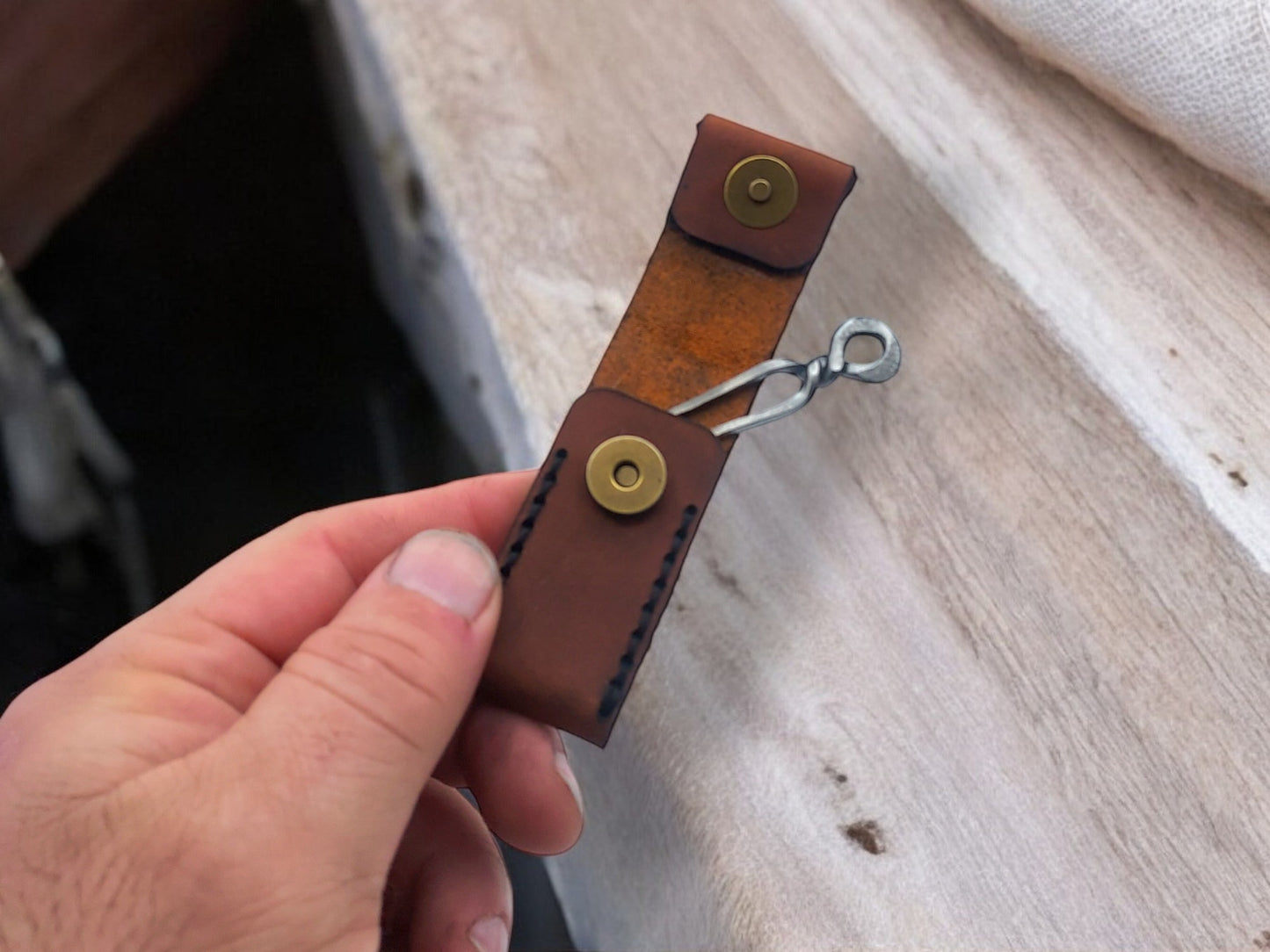 Cigar Pick and Leather Pocket Pouch - Personalizable Gift Set for Cigar Smoker - Cigar Nubber - Fork