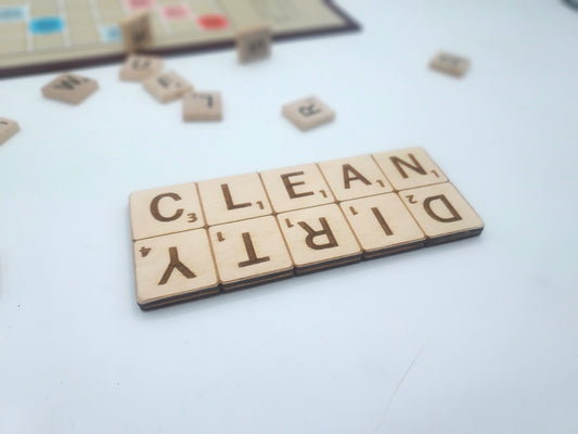 Word Game Dishwasher Dirty/Clean magnet indicator - Word Board Game themed dish magnet