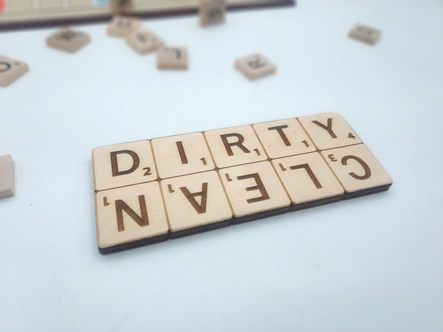 Word Game Dishwasher Dirty/Clean magnet indicator - Word Board Game themed dish magnet