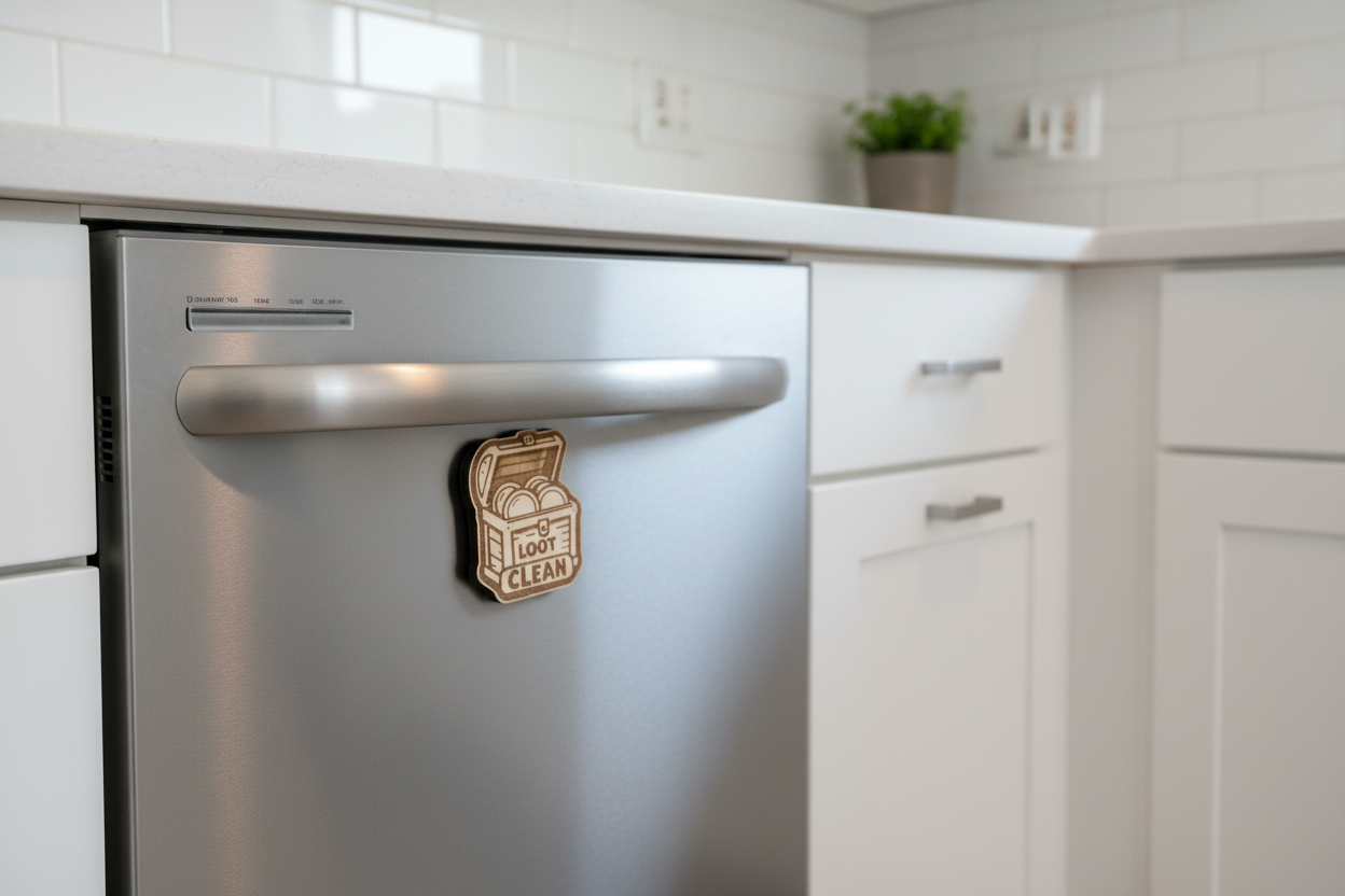 D&D Inspired Dishwasher Magnet – Dirty Clean Treasure Chest | Funny RPG Kitchen Decor