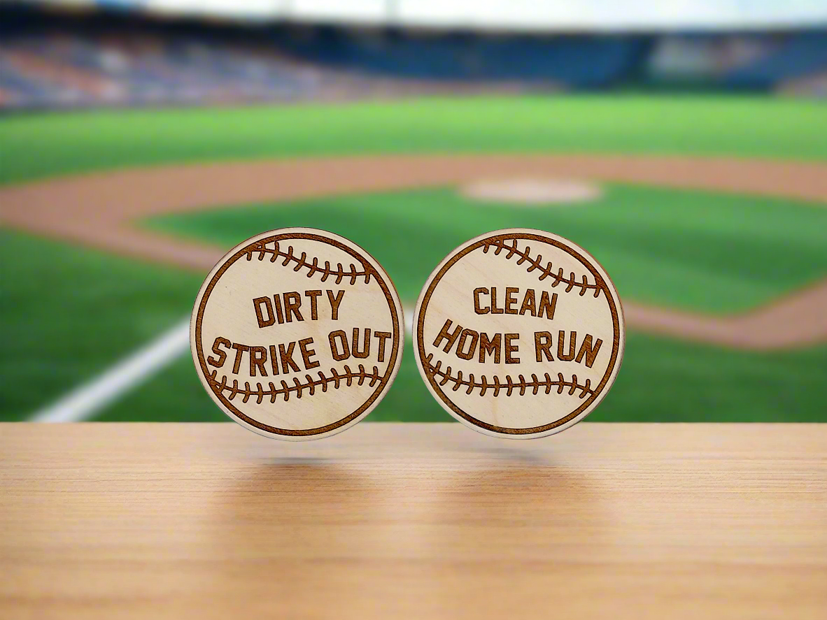 Baseball Dishwasher Dirty/Clean Indicator Magnet – Handmade Birch Wood, Laser Engraved | Sports Gift for Him