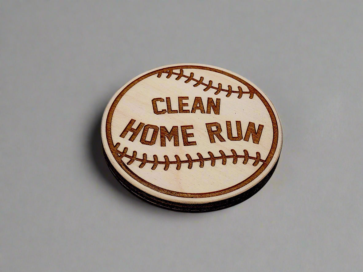 Baseball Dishwasher Dirty/Clean Indicator Magnet – Handmade Birch Wood, Laser Engraved | Sports Gift for Him