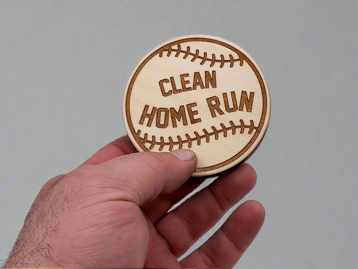 Baseball Dishwasher Dirty/Clean Indicator Magnet – Handmade Birch Wood, Laser Engraved | Sports Gift for Him