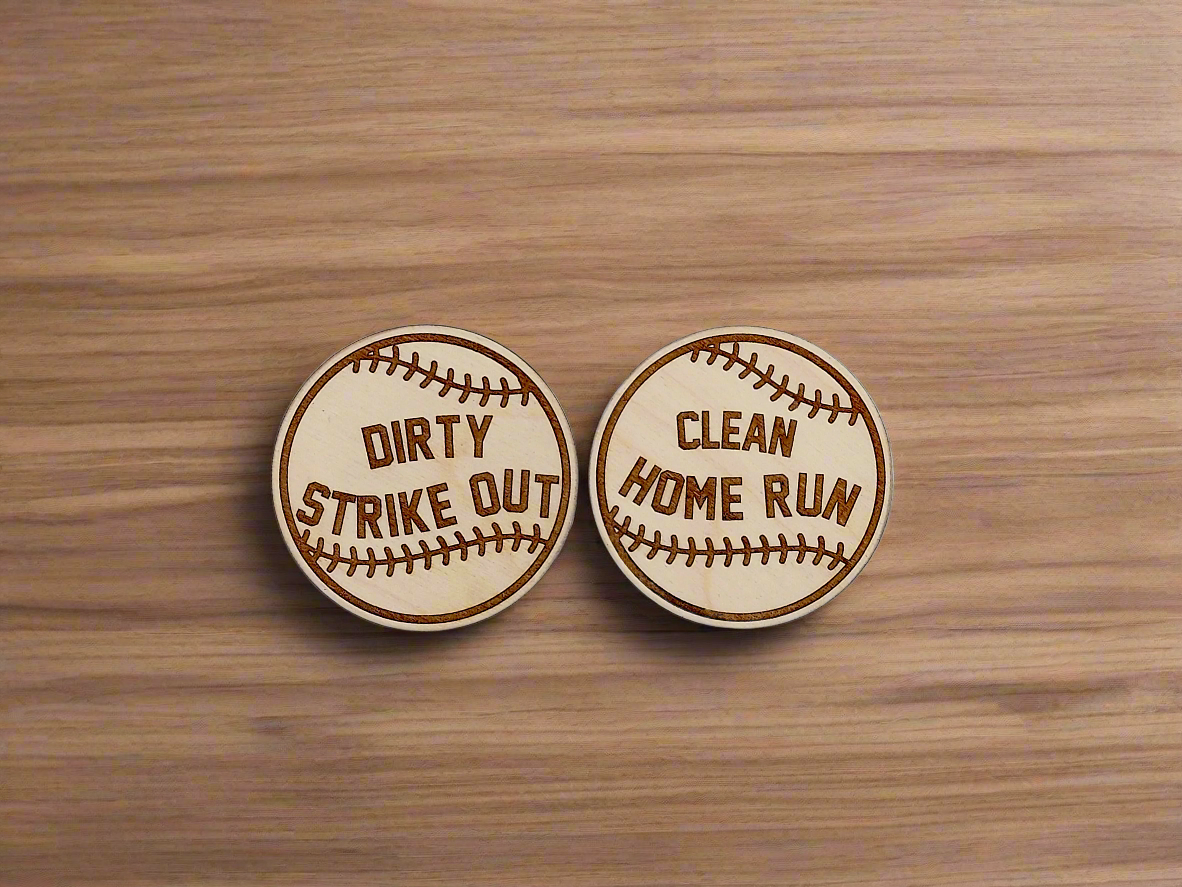Baseball Dishwasher Dirty/Clean Indicator Magnet – Handmade Birch Wood, Laser Engraved | Sports Gift for Him