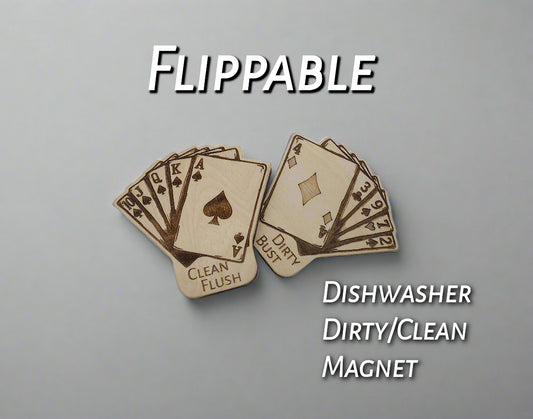 Clean Flush / Dirty Bust Dishwasher Magnet – Two Sided Royal Flush Poker themed dishwasher magnet