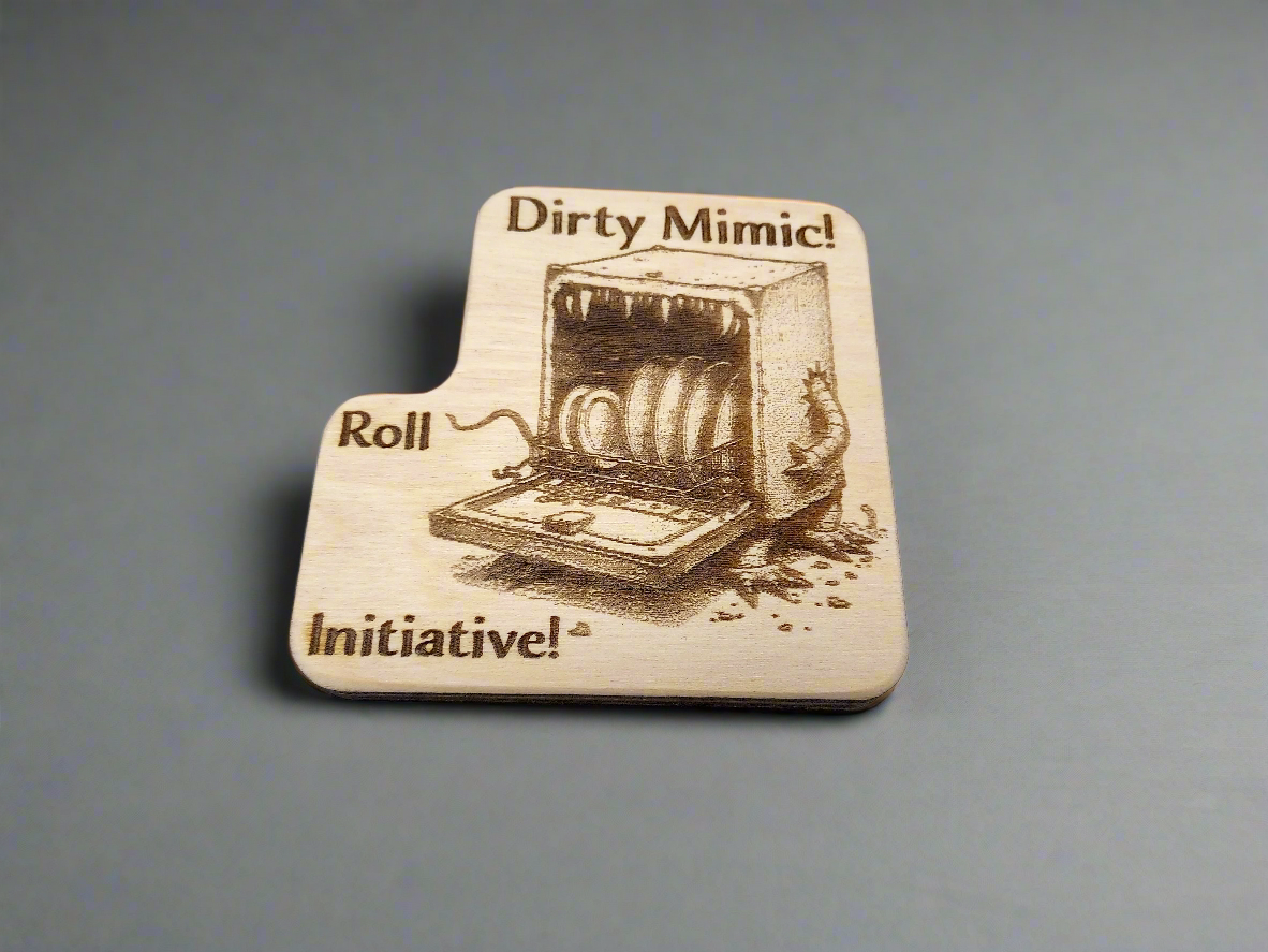 D&D Inspired Dishwasher Magnet – Dirty Clean Mimic Sign | Funny RPG Kitchen Decor