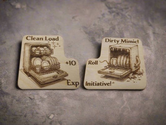 D&D Inspired Dishwasher Magnet – Dirty Clean Mimic Sign | Funny RPG Kitchen Decor