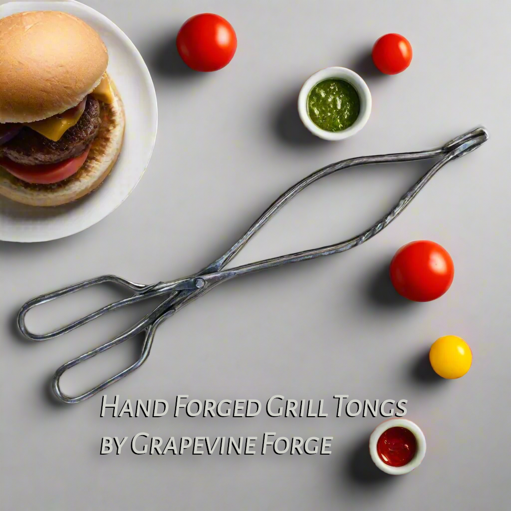 Hand-Forged Long Grill Tongs