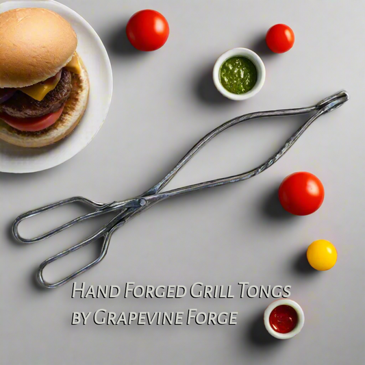 Hand-Forged Long Grill Tongs