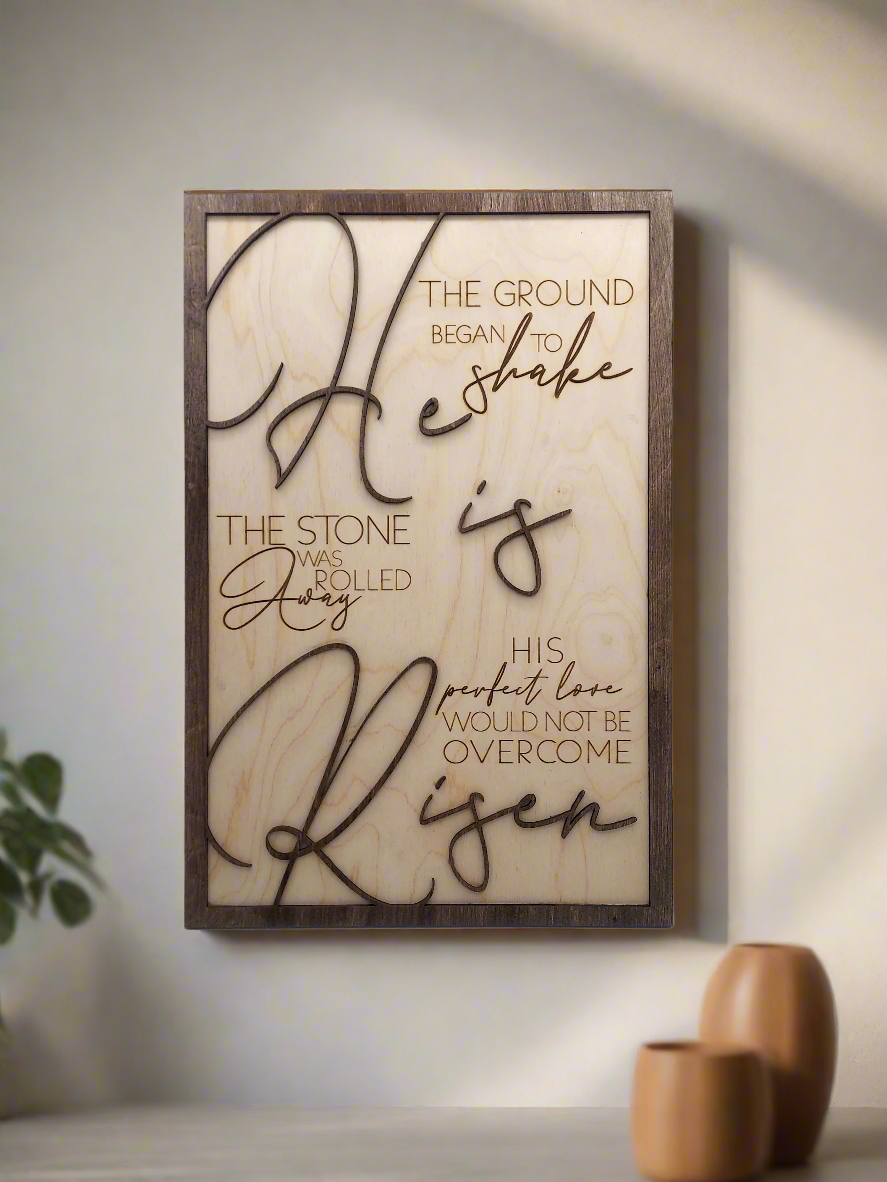 He Is Risen Wood Sign – Christian Easter Wall Art | Resurrection Decor