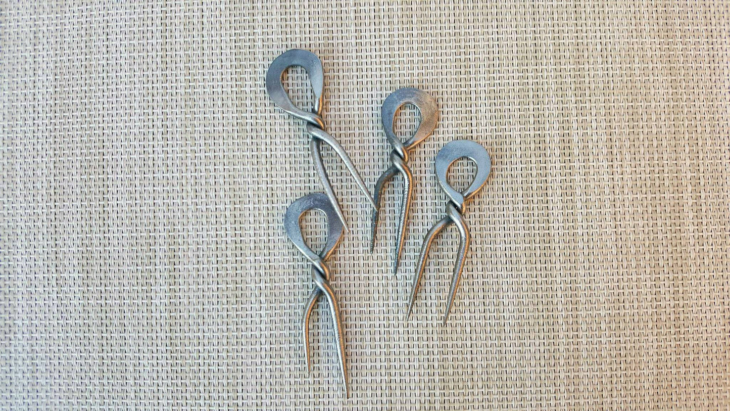 Corn Holders - Hand Forged (Set of 4 holders), Metal Corn Holders, Steel Corn Holders, Sturdy Corn Holders