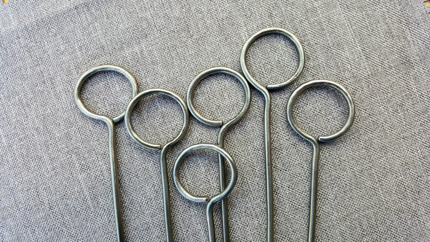 Metal Shish Kabob Skewer Set Classic Essential Ring series - Kebab skewers - 1/8" round steel - Hand Forged, metal skewers, BBQ skewers