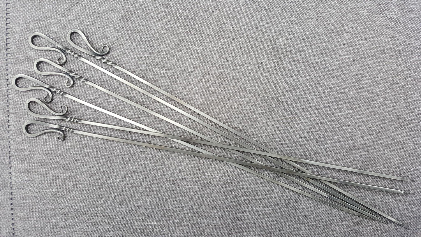 Metal Shish Kabob Skewer Set Elegant Select series, Kebab skewers, 1/8" square steel, Hand Forged, metal skewers, BBQ skewers, Grill Skewers