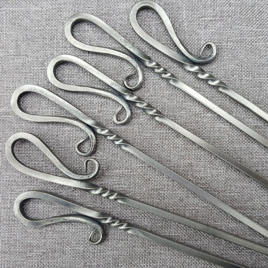 Metal Shish Kabob Skewer Set Elegant Select series, Kebab skewers, 1/8" square steel, Hand Forged, metal skewers, BBQ skewers, Grill Skewers