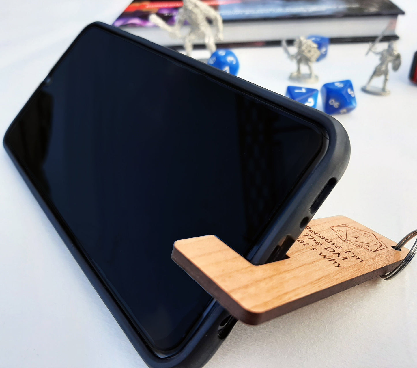 Phone Stand Dungeons and Dragons - Wooden Engraved DM Dungeon Master Keyring Gamer accessory D&D