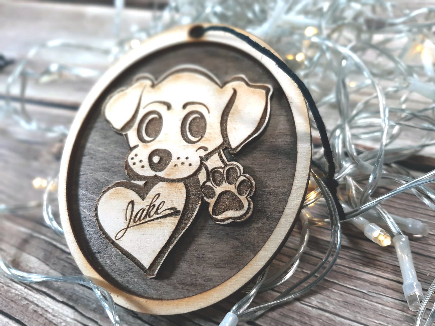 Puppy Love - Personalizable Christmas Ornament Holiday Decoration