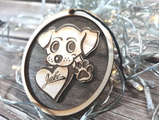 Puppy Love - Personalizable Christmas Ornament Holiday Decoration