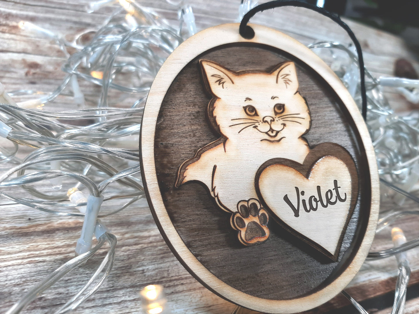 Cat Love - Personalizable Kitten Christmas Ornament Holiday Decoration