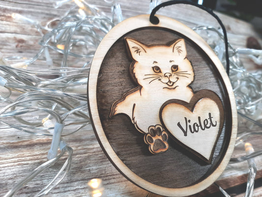 Cat Love - Personalizable Kitten Christmas Ornament Holiday Decoration