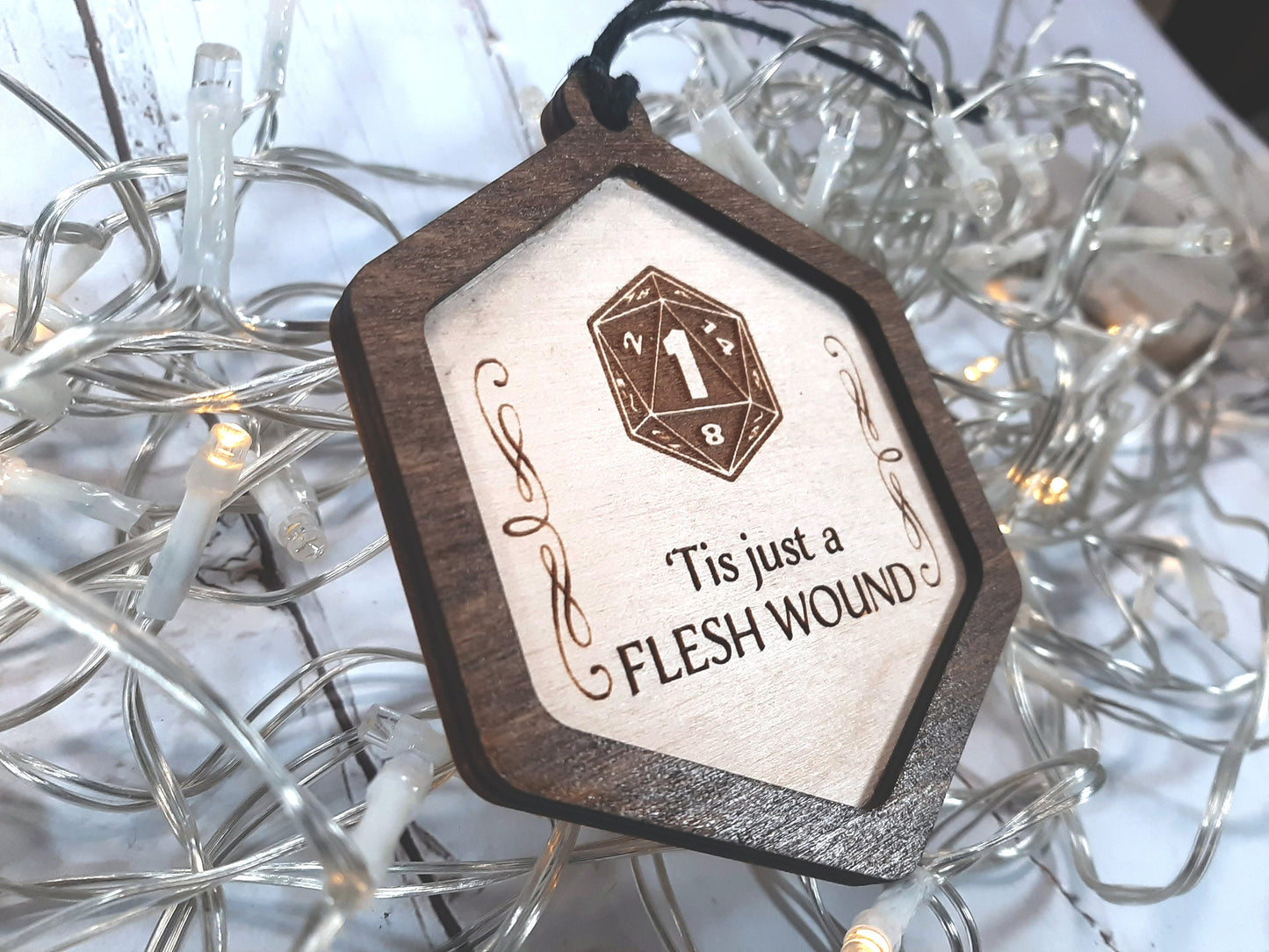 Tis Just a Flesh Wound - Christmas Ornament - Dungeons and Dragons, Dungeon Master gaming themed Holiday Decoration