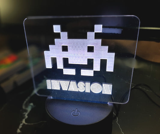 RETRO Gaming LED desk light - INVASION,  alien space invaders, arcade classics night light