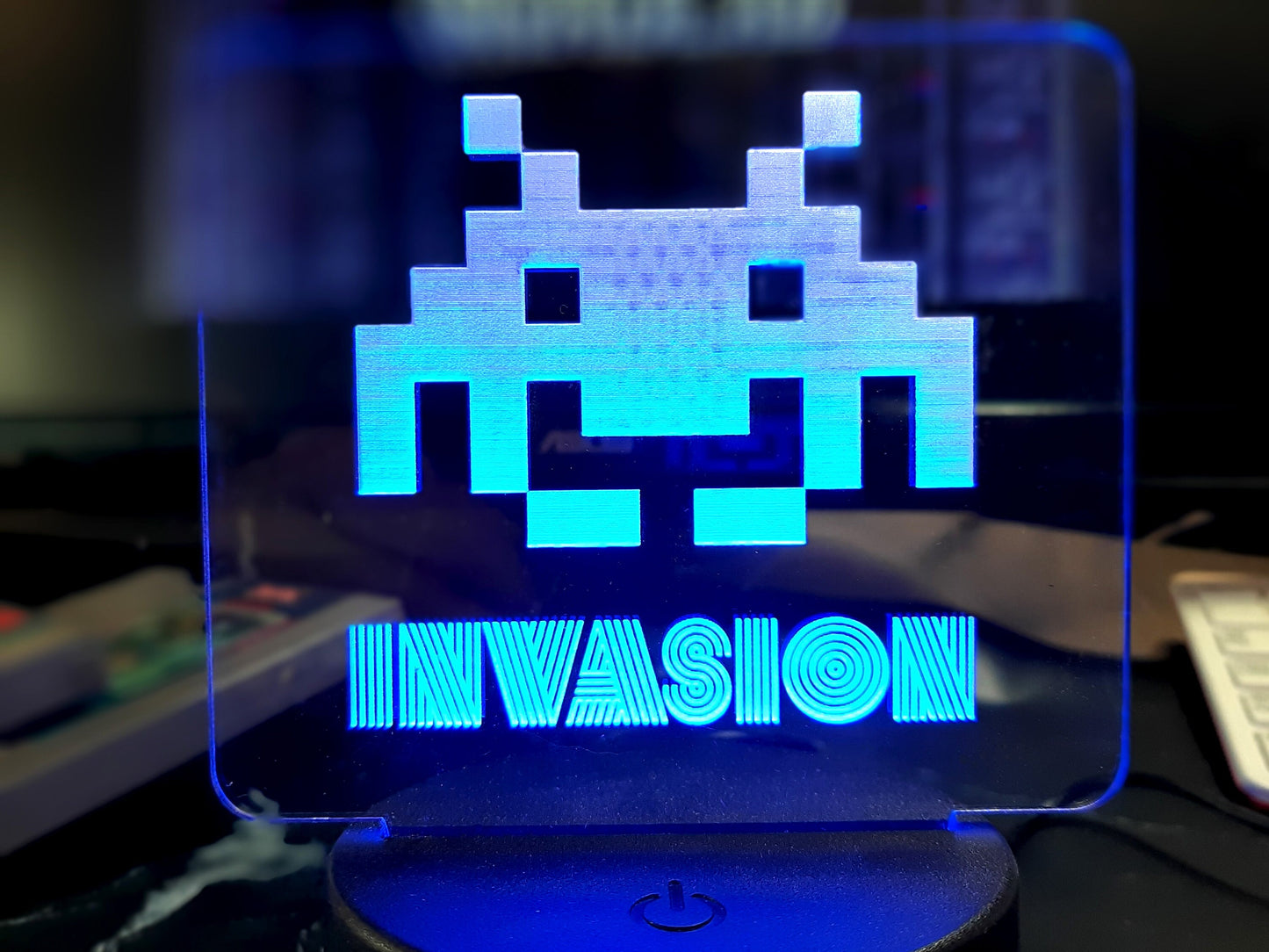 RETRO Gaming LED desk light - INVASION,  alien space invaders, arcade classics night light