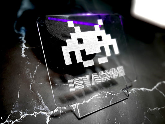 RETRO Gaming LED desk light - INVASION,  alien space invaders, arcade classics night light