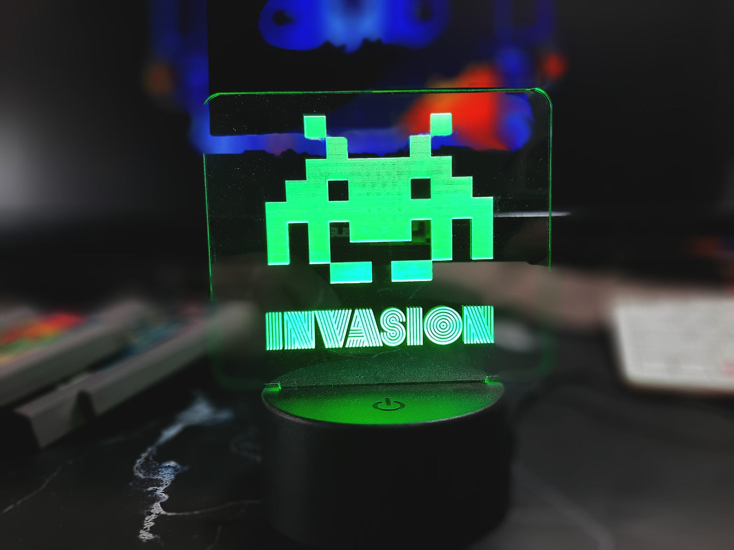 RETRO Gaming LED desk light - INVASION, alien space invaders, arcade classics night light