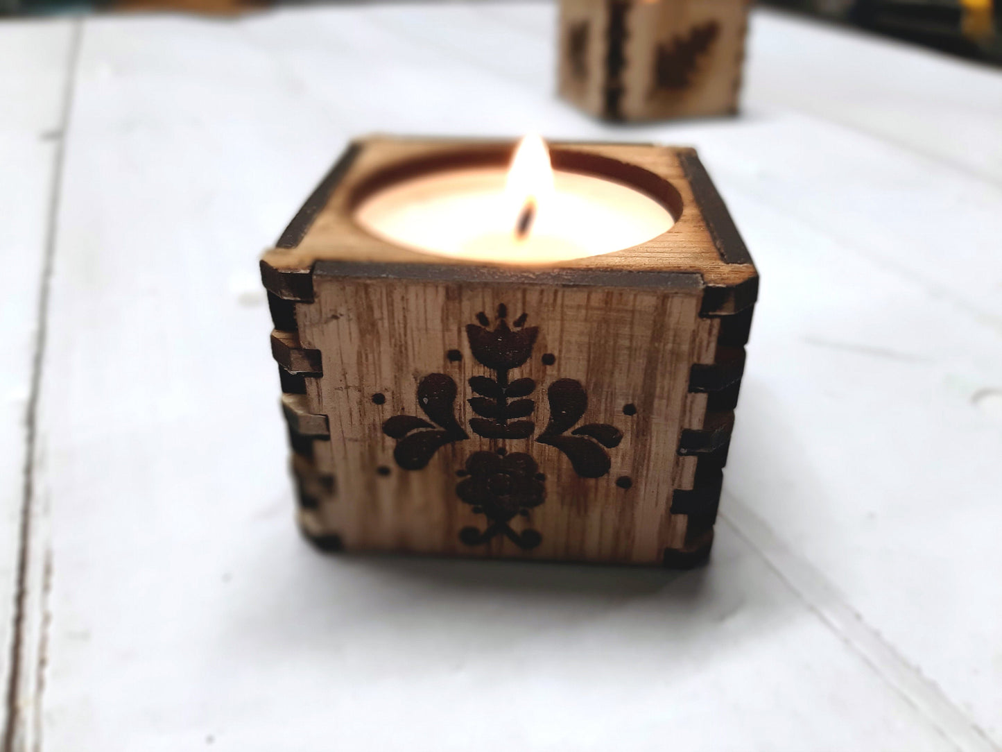 Tealight Accent candle holder - Swedish Floral - home lighting seasonal decor