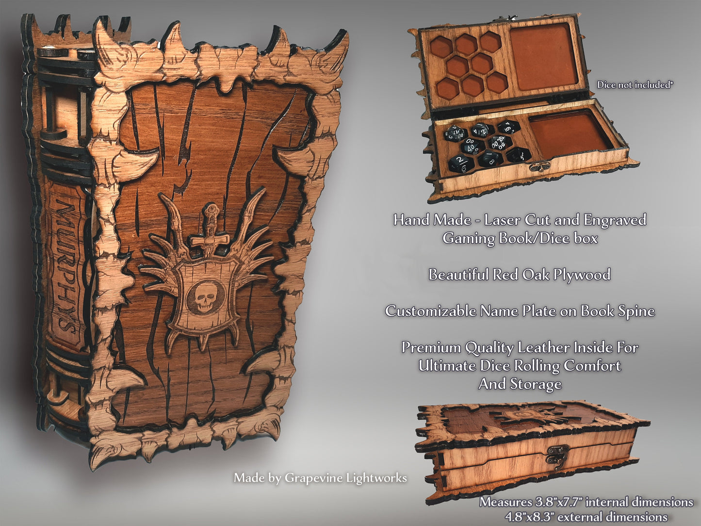 Premium Hero's Dice Box/Book Box - Gaming accessory, Dice Tray, Dice container for Dungeons and Dragons and other Role Playing Games