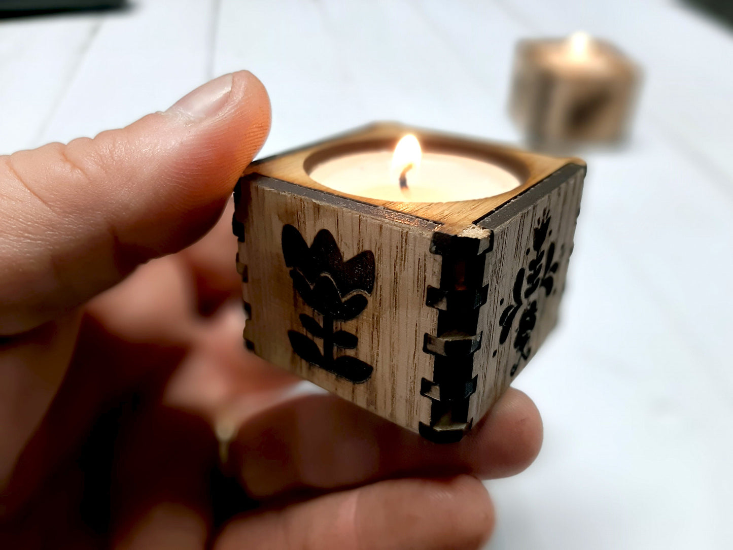 Tealight Accent candle holder - Swedish Floral - home lighting seasonal decor