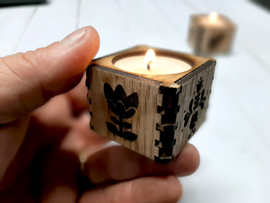 Tealight Accent candle holder - Swedish Floral - home lighting seasonal decor