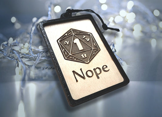 Nope! D&D Critical Fail themed Christmas Ornament - D20 D1 Dungeons and Dragons Holiday Decoration