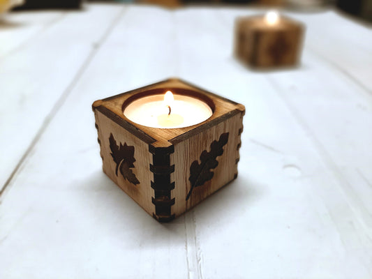 Tealight Accent candle holder - Fall Leaves - home lighting seasonal decor Autumn