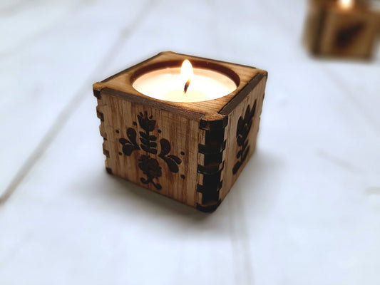 Tealight Accent candle holder - Swedish Floral - home lighting seasonal decor