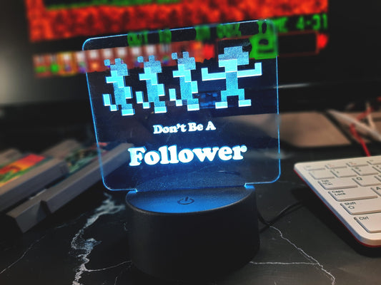 RETRO Gaming LED desk light - Lemming, don't be a follower, video game classics night light