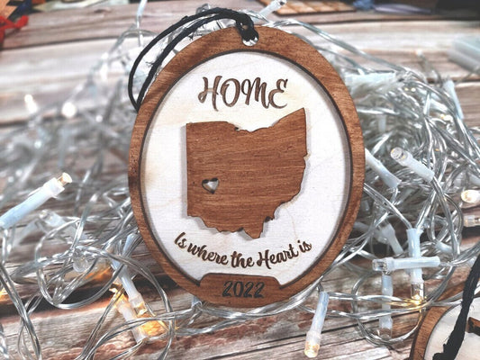 Home Is Where the Heart Is - Personalizable State Christmas Ornament 2022 Decoration