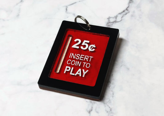 INSERT COIN - Retro Arcade keychain 80s 90s nostalgia coin op gamer accessory