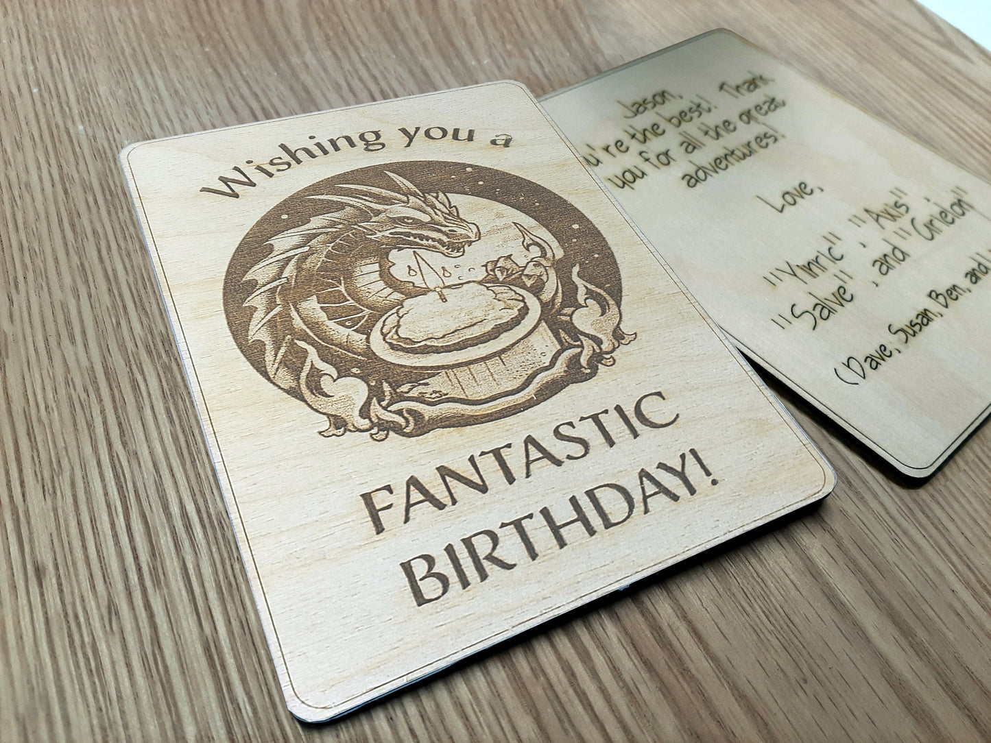 Fantastic Birthday- Birthday Card -Adventurous birthday card, engraved wood, rpg gamer gift, role-playing games d&d dnd