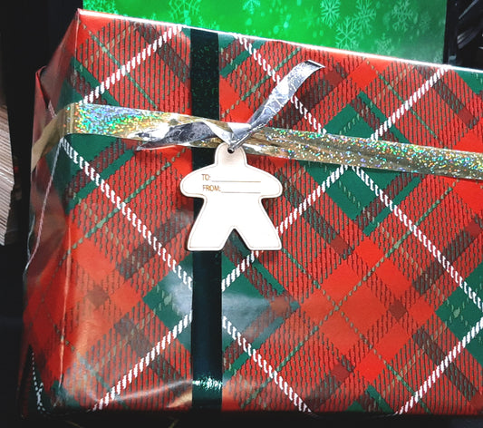 Gift Tag - Meeple Board Game Piece engraved gaming gift wrap label tabletop themed birthday or holiday hang tag