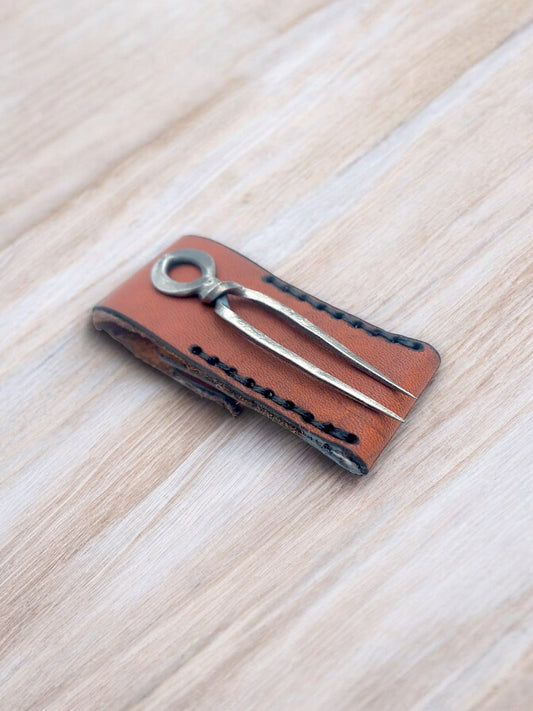 Cigar Pick and Leather Pocket Pouch - Personalizable Gift Set for Cigar Smoker - Cigar Nubber - Fork