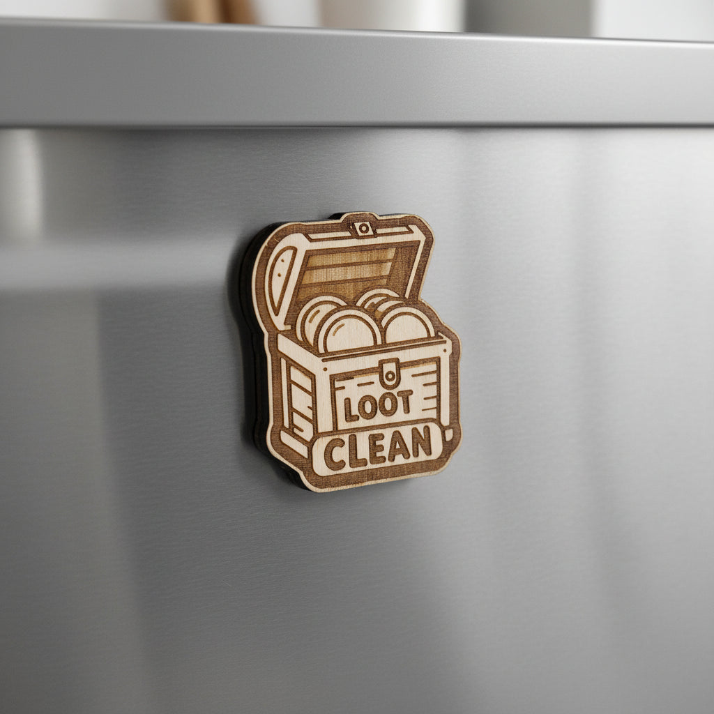 D&D Inspired Dishwasher Magnet – Dirty Clean Treasure Chest | Funny RPG Kitchen Decor