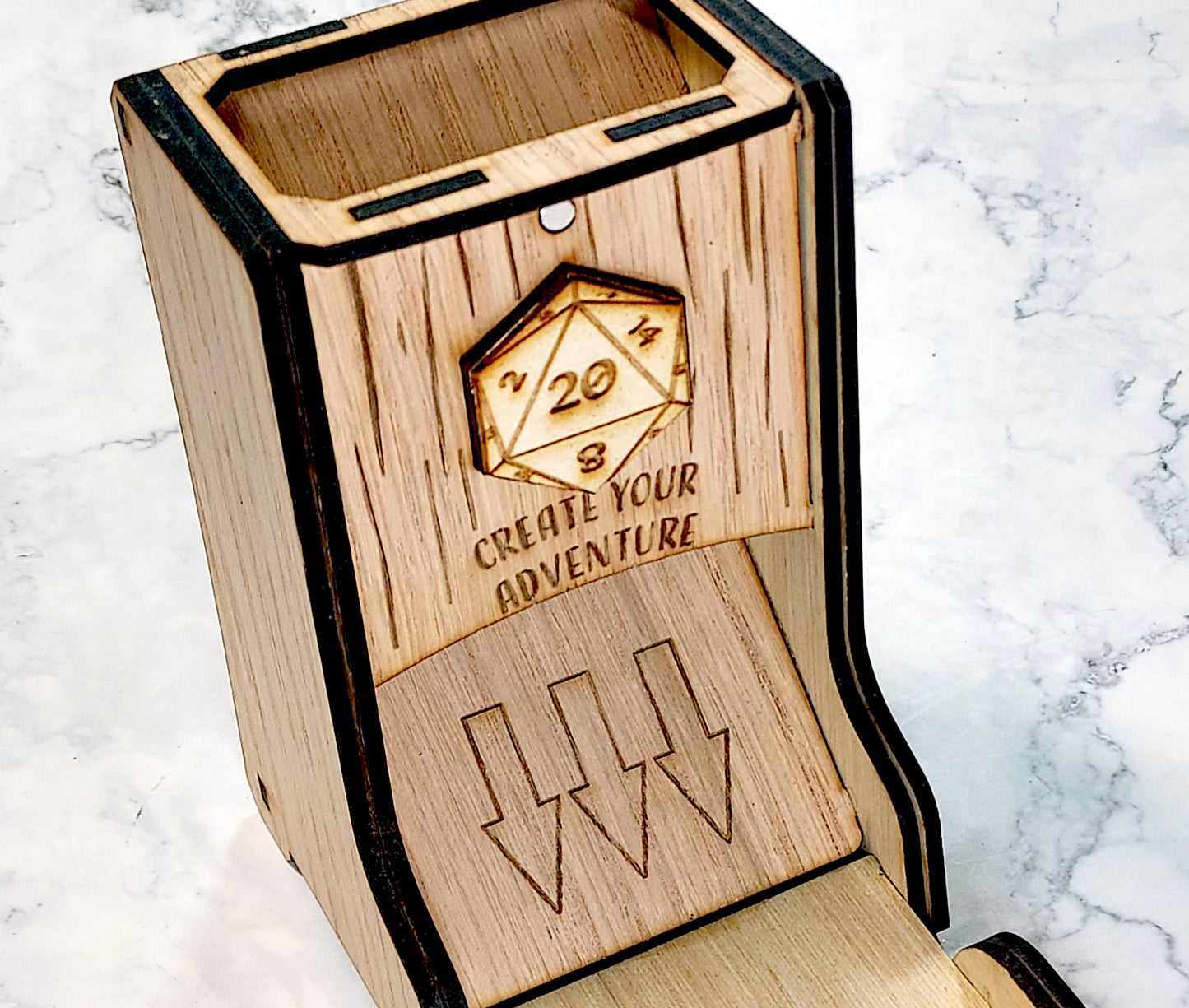 Dice Tower - D20 - wooden rpg dice roller dice tower for D&D, pathfinder and other tabletop dice games