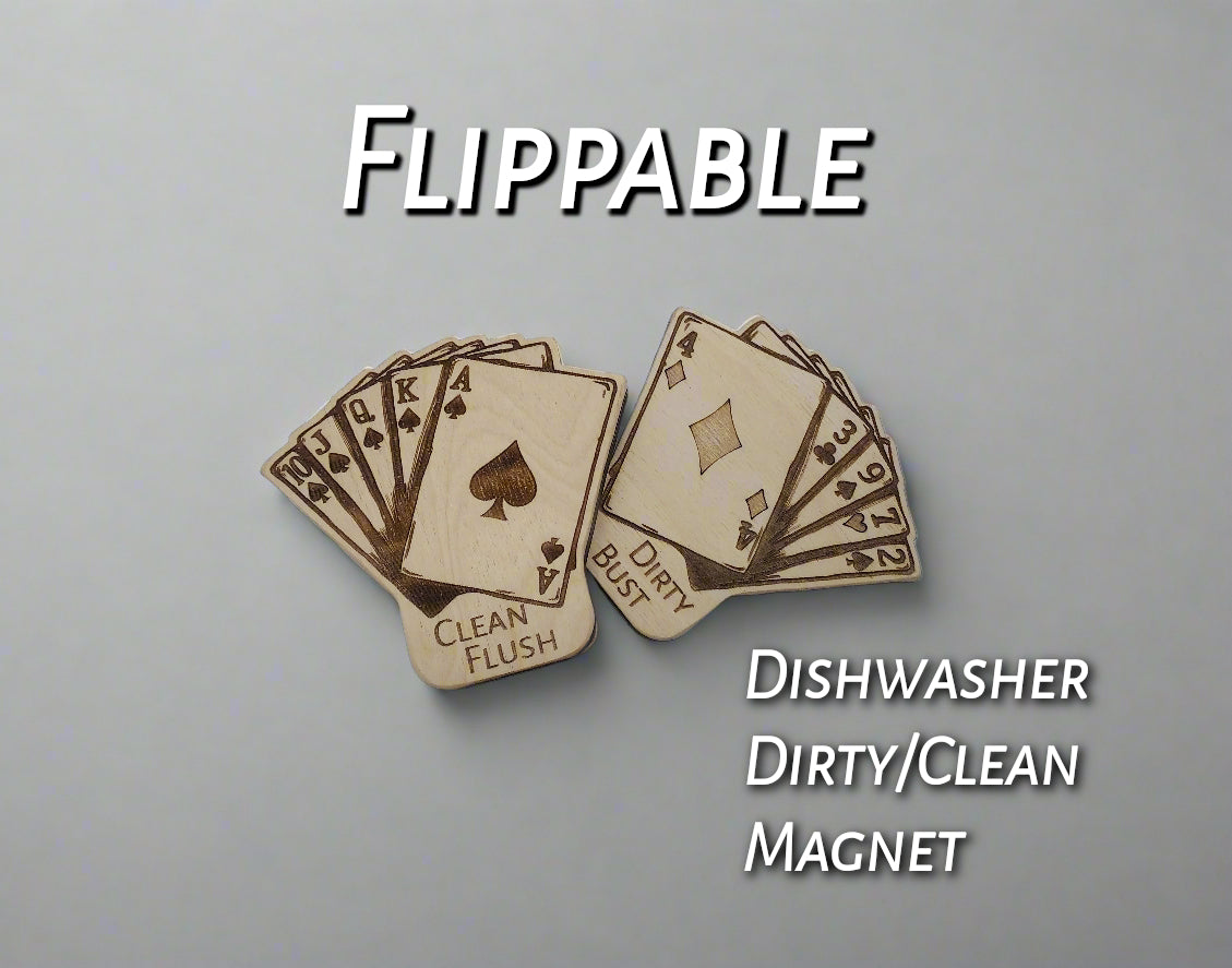 Clean Flush / Dirty Bust Dishwasher Magnet – Two Sided Royal Flush Poker themed dishwasher magnet