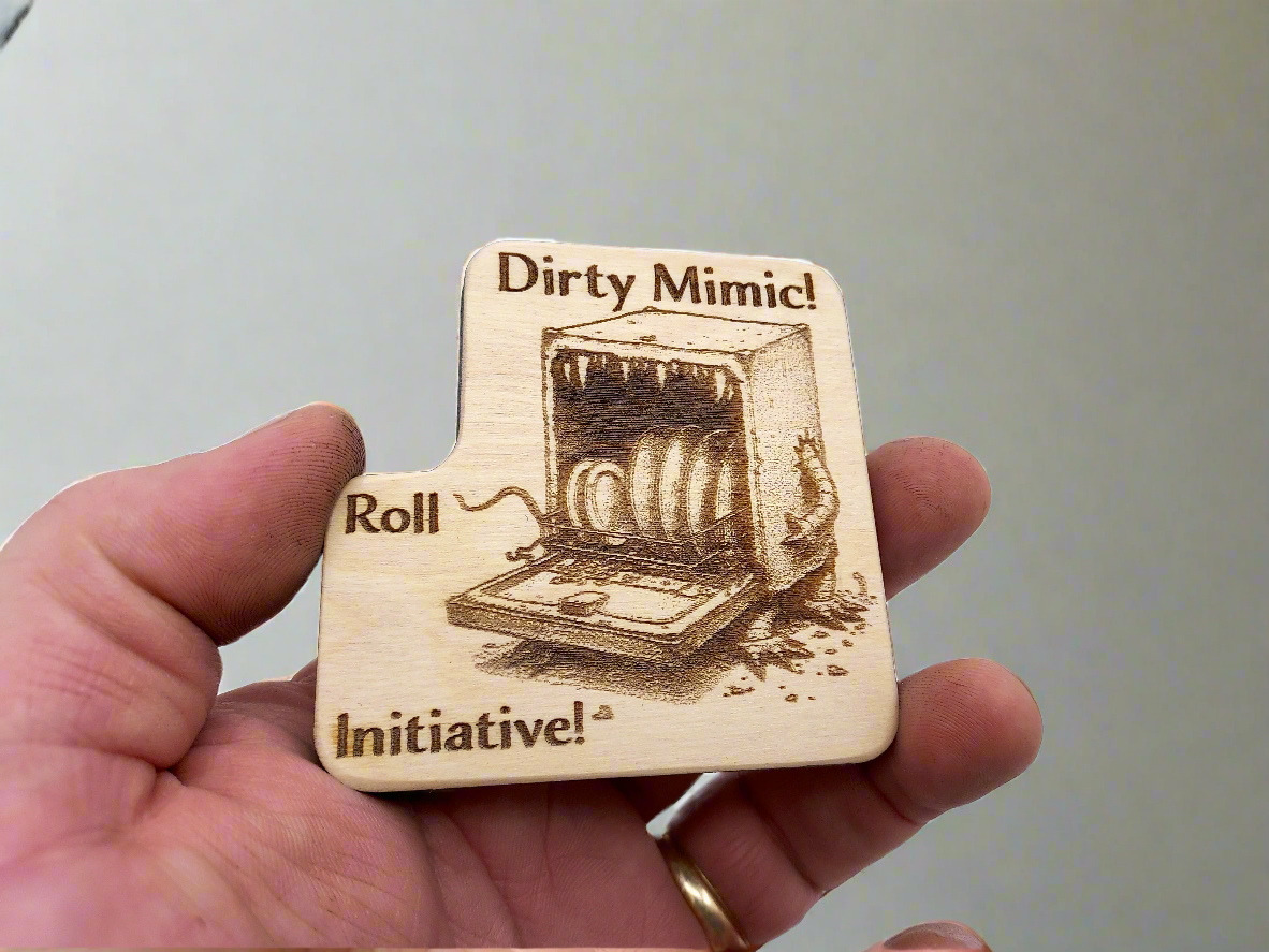 D&D Inspired Dishwasher Magnet – Dirty Clean Mimic Sign | Funny RPG Kitchen Decor