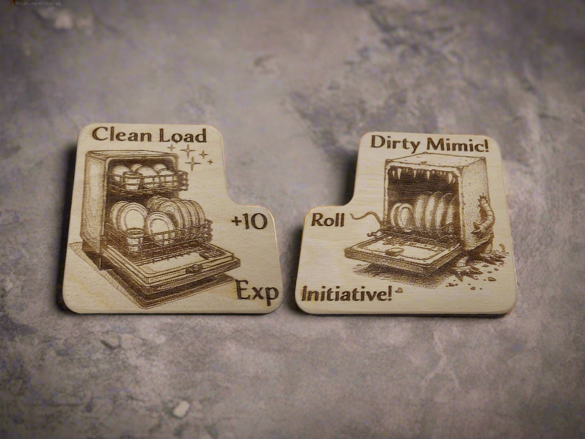 D&D Inspired Dishwasher Magnet – Dirty Clean Mimic Sign | Funny RPG Kitchen Decor