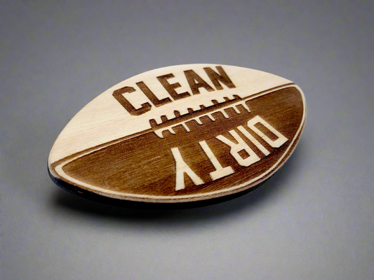 Football Dishwasher Magnet – Clean Dirty Wood Kitchen Sign | Sports Gift for Him