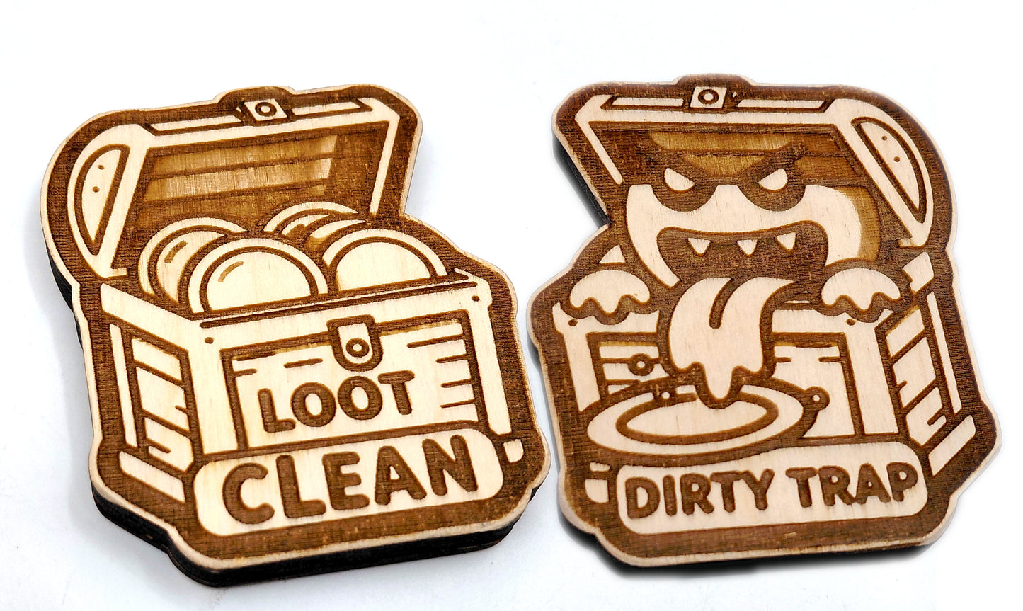 D&D Inspired Dishwasher Magnet – Dirty Clean Treasure Chest | Funny RPG Kitchen Decor