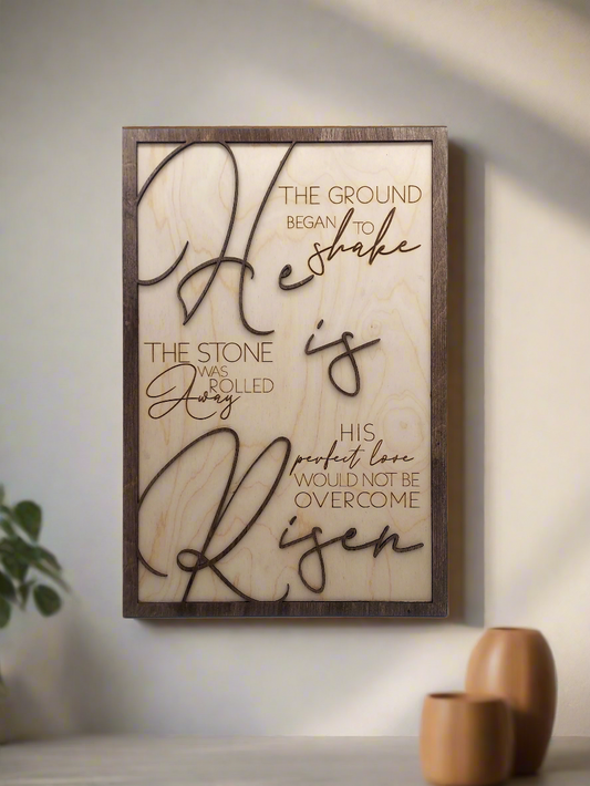 He Is Risen Wood Sign – Christian Easter Wall Art | Resurrection Decor
